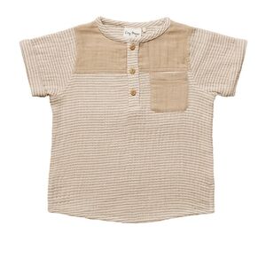 City Mouse | Pocket Henley Tee - Sesame Stripe
